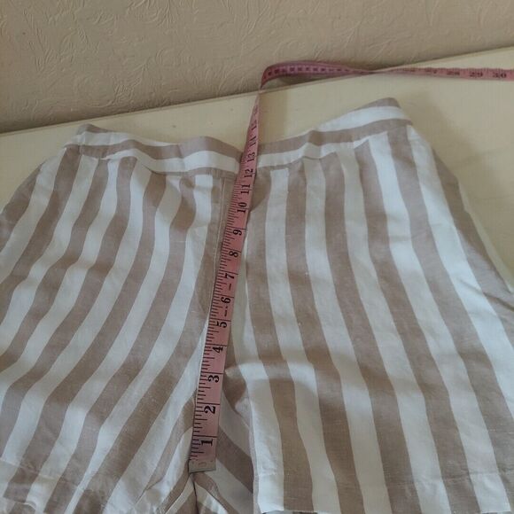 A New Day Large Beige Striped Linen Blend Pull-On Shorts Sz Large - Picture 7 of 9